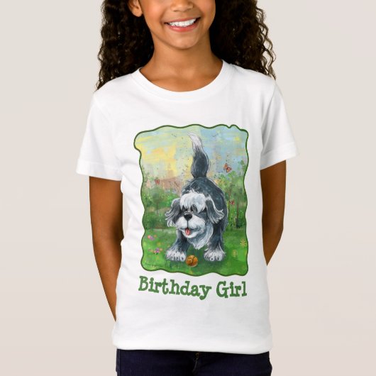 T-Shirt Shaggy Sheep Chien Anniversaire Fille (Devant)