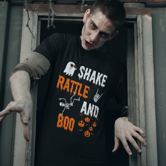 T-shirt Shake Rattle Boo Danser Skeleton Ghost Halloween