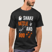 T-shirt Shake Rattle Boo Danser Skeleton Ghost Halloween (Devant)
