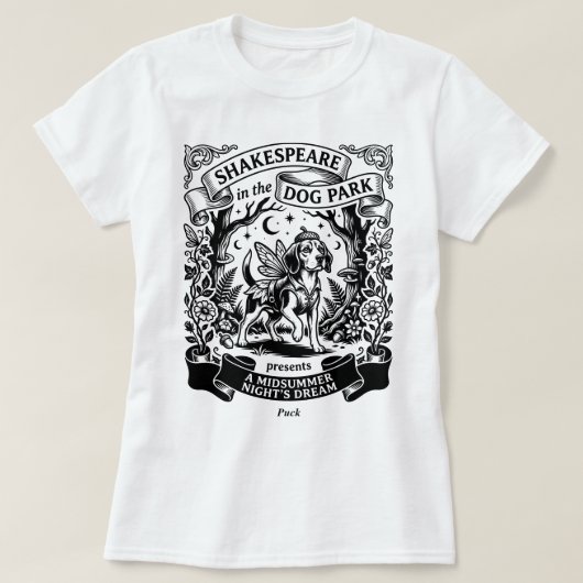 T-shirt Shakespeare au parc canin - Puck - Beagle (Design devant)