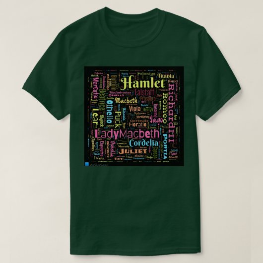 T-shirt Shakespeare Cascade de caractères (Design devant)