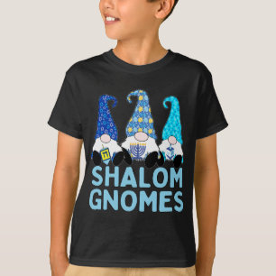 T-shirt Shalom Gnomes 3 Hanoukka Gnomes Elves Cute Blue Ha