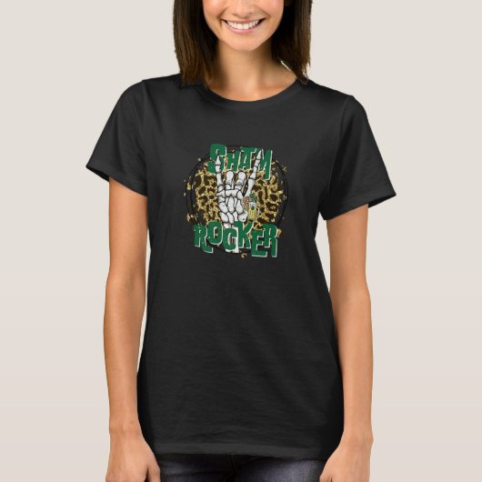 T-shirt Sham Rocker Skeleton Hand Leopard Funny St. Patric (Devant)