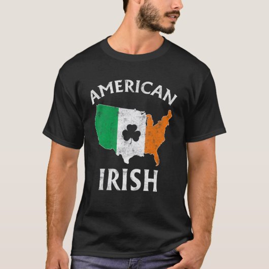 T-shirt Shamrock American Flag St Patrick's Day Irish Prid (Devant)