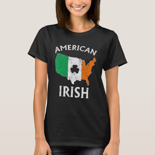T-shirt Shamrock American Flag St Patrick's Day Irish Prid (Devant)