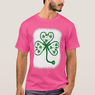 T-shirt Shamrock Bleach Stethoscope Infirmière Jour de la 