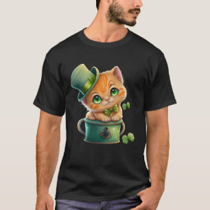 T-shirt Shamrock Chat St Patrick's Day Leprechaun Casquett