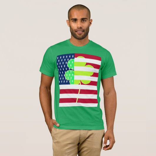 T-shirt Shamrock du drapeau irlandais américain Clover St. (Devant entier)