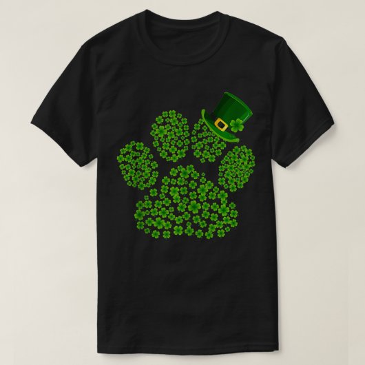 T-shirt Shamrock Empreinte de patte Funny mignon chien Amo (Design devant)