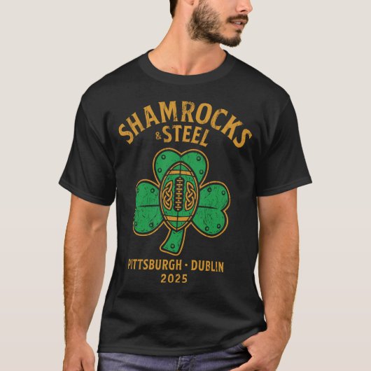 T-shirt Shamrock et acier : Pittsburgh x Dublin 2025 (Devant)