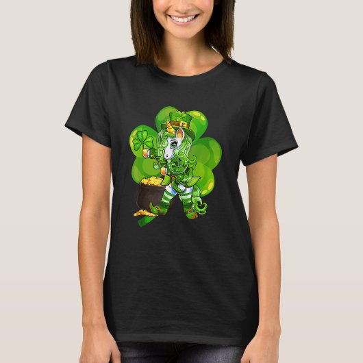 T-shirt Shamrock Flossing Unicorn Leprechaun St patrick D (Devant)