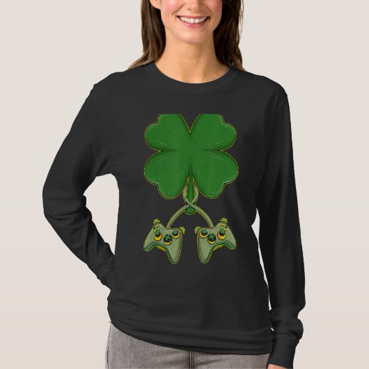 T-shirt Shamrock Gamer Video Game Controller St patrick D (Devant)