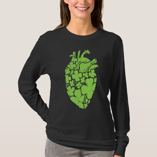 T-shirt Shamrock Hear Cardiac Nurse St Patricks Day Anatom (Devant)