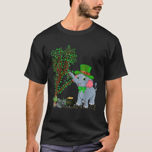 T-shirt Shamrock irlandais Leprechaun Casquette Elephant S (Devant)