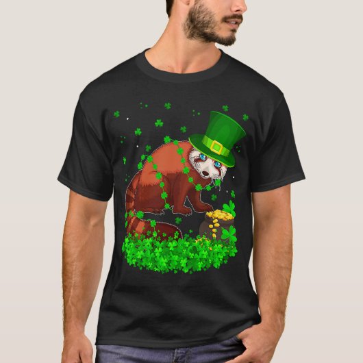 T-shirt Shamrock irlandais Leprechaun Red Panda St Patrick (Devant)