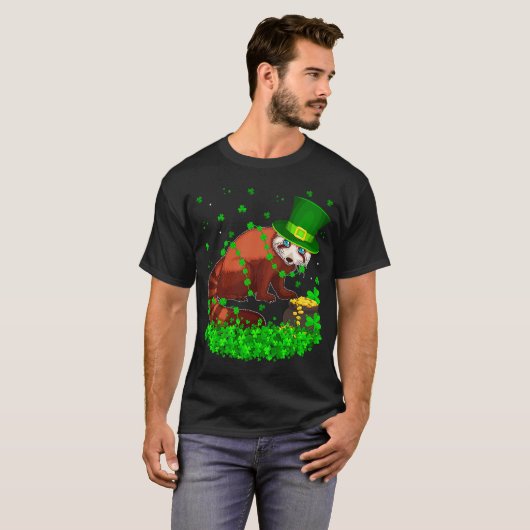 T-shirt Shamrock irlandais Leprechaun Red Panda St Patrick (Devant entier)