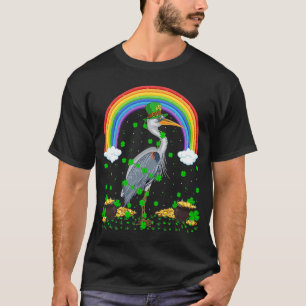 T-shirt Shamrock irlandais Rainbow Heron Bird St Patrick's