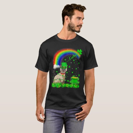 T-shirt Shamrock irlandais Rainbow Lucky Siamese Chat St P (Devant entier)