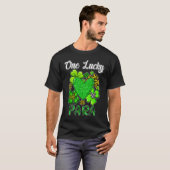 T-shirt Shamrock Leopard Plaid One Lucky Para St Patricks  (Devant entier)