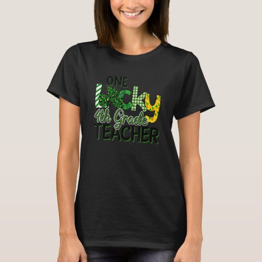 T-shirt Shamrock One Lucky 4e année enseignant St Patrick (Devant)