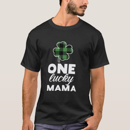 T-shirt Shamrock Plaid One Lucky Mama (Devant)