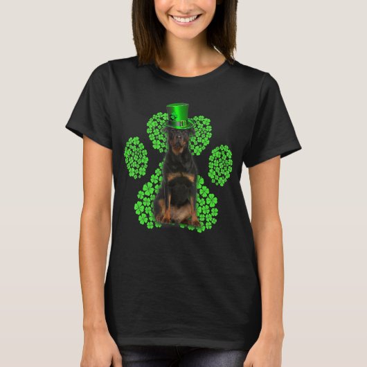 T-shirt Shamrock Rottweiler Paw Clochers St Patrick S Day (Devant)