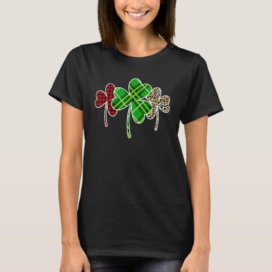 T-shirt Shamrock vert rouge léopard heureux St patrick (Devant)