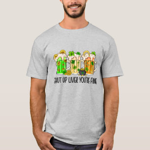 T-shirt Shamrock vert St Patrick's Day Shut Up Liver