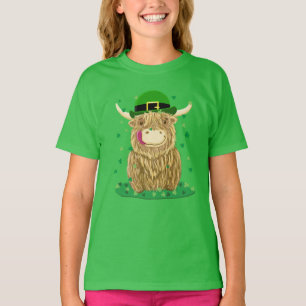 T-shirt Shamrocks de la St Patrick's Day de la vache écoss