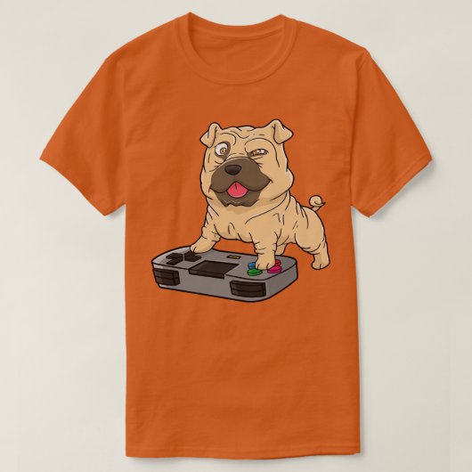T-shirt Shar Pei Gamepad Kawaii (Design devant)