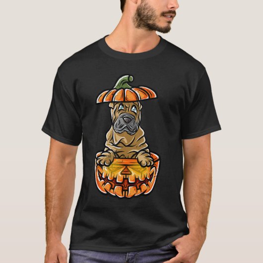 T-shirt Shar Pei Happy Halloween Costume Pumpkin Trick or (Devant)