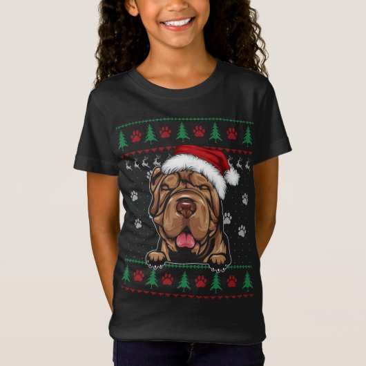 T-Shirt Shar Pei Noël Doux moche Drôle Chien Amant Xm (Devant)