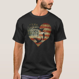 T-shirt Shark American Flag Heart 4 juillet Usa Patrioti
