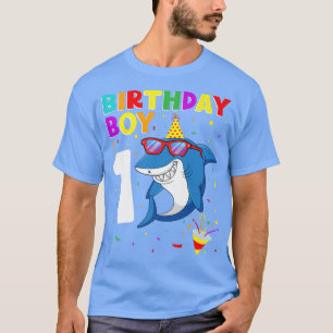 T-shirt Shark Birthday 1 Year Old 1st Birthday Boy Matchin