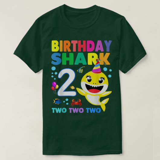T-shirt Shark Birthday 2 Years Old 2nd Birthday Matching F (Design devant)
