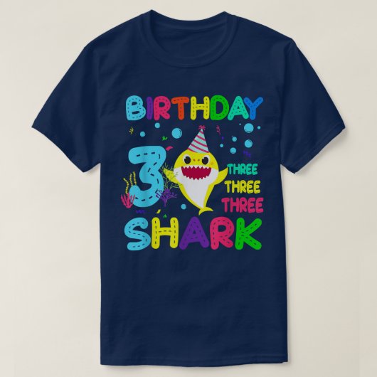 T-shirt Shark Birthday 3 Years Old 3rd Birthday Matching F (Design devant)