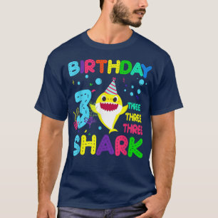 T-shirt Shark Birthday 3 Years Old 3rd Birthday Matching F