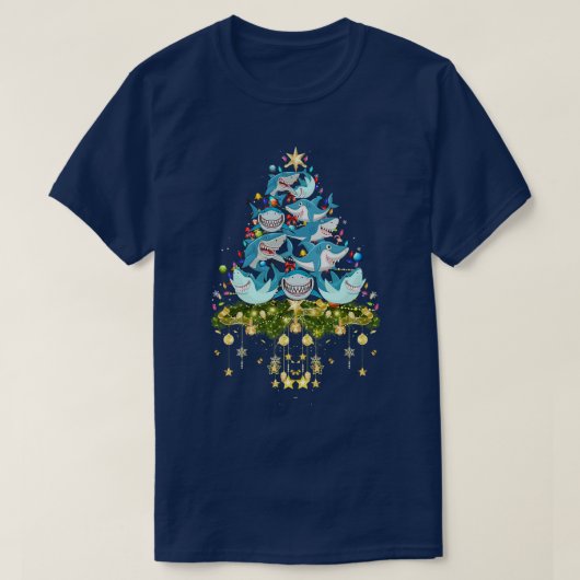T-shirt Shark Christmas Tree Lights Holiday Shark Xmas (Design devant)