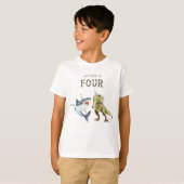 T-shirt Shark & Dino 4e anniversaire T-shirt, T-rex et req (Devant entier)