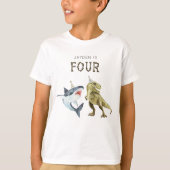 T-shirt Shark & Dino 4e anniversaire T-shirt, T-rex et req (Devant)