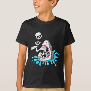 T-shirt Shark Mange Skeleton Fun Halloween Garçons Filles 