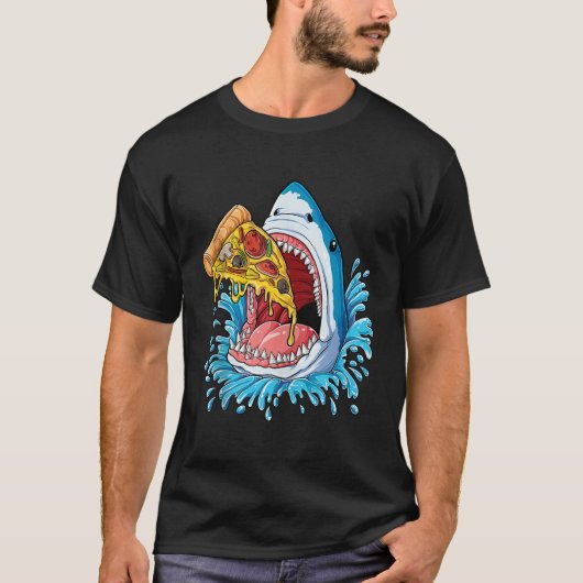 T-shirt Shark Manger Pizza Chemise Jawsome Hommes Amateurs (Devant)