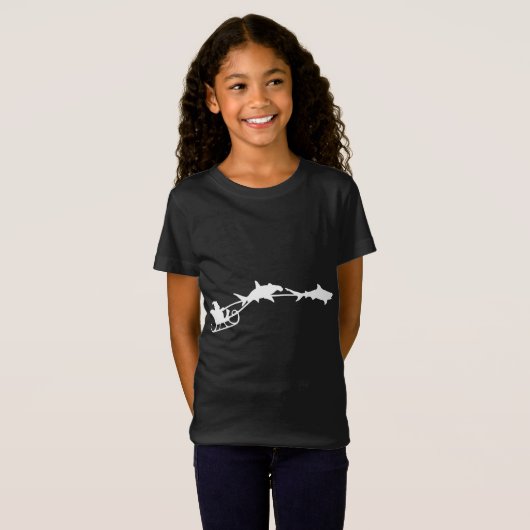 T-Shirt Shark Santa Claus Sleigh mignonne Noël Shark Love (Devant entier)
