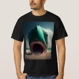 T-shirt Shark sculpture on the beach