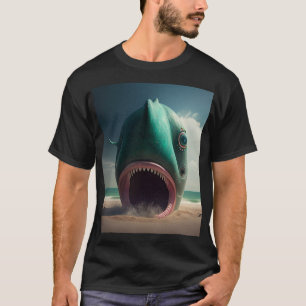 T-shirt Shark sculpture on the beach