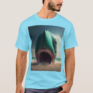 T-shirt Shark sculpture on the beach