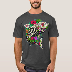 T-shirt Shark Sugar Skull Calavera Mexico Dia De Los