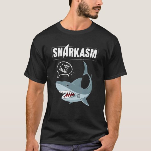 T-shirt Sharkasm Sarcasme Et Requin Végétarien (Devant)