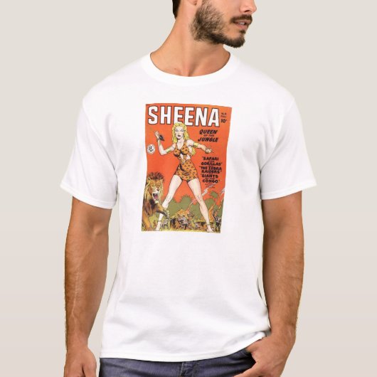 T-shirt Sheena : Bande dessinée de femme de jungle (Devant)