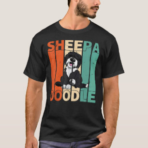 T-shirt Sheepadoodle Black Poodle Retro Amateurs de doodle